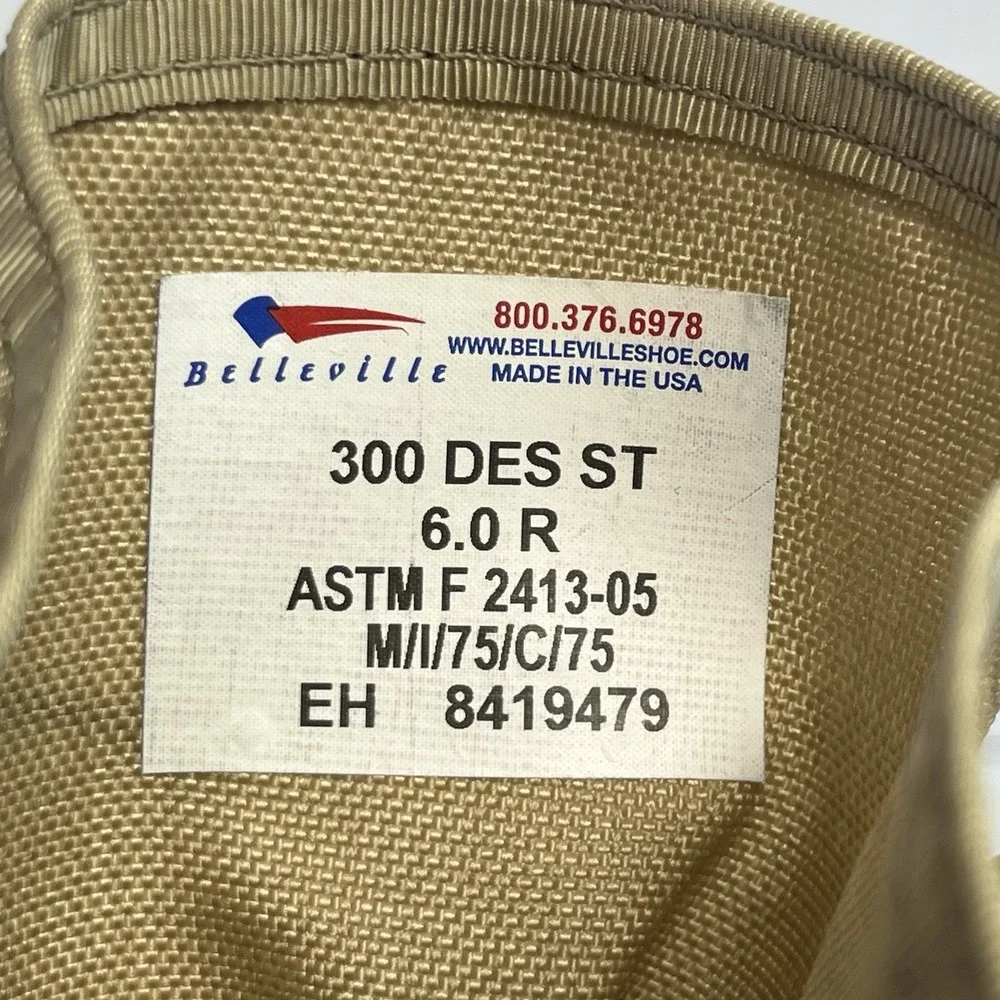 Belleville 300 DES ST Mens 6 Wide Desert Tan Steel Toe Boot Military Made In USA